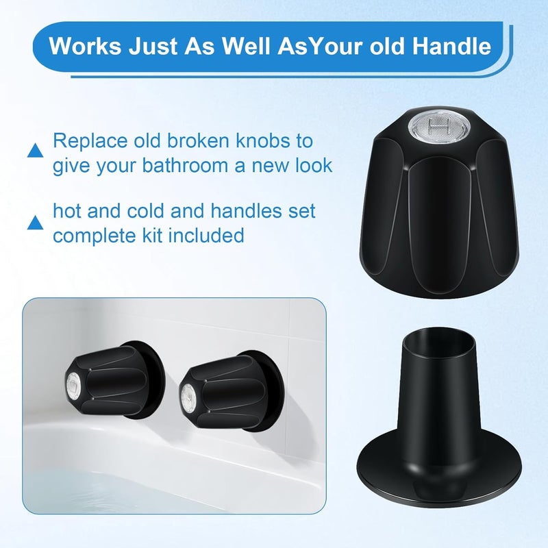 Coolfell Bathtub Shower Trim kit, 2 Piece Metal Matte Black Shower Knob Replacement Kit, Compatible with Price Pfister Valve, Shower 2 Faucet Handle Repair Kit with Shower Stems, Seats Parts, Flanges - Image 5